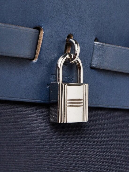 Hermes 30cm Navy Bleu Canvas/Vache Calfskin Leather Herbag PM 2-in-1 Backpack... main image 5